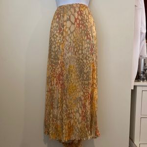 Lark Lane size 14 maxi skirt. Tan w/ light pastels. Asymmetrical. Double layer